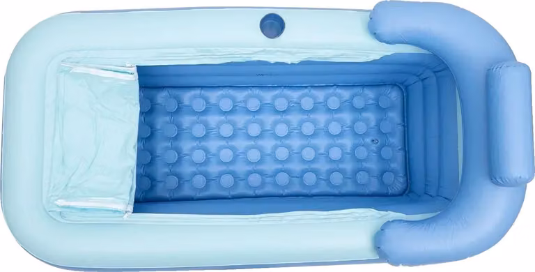 Vasca da bagno gonfiabile, design portatile, comodo schienale, blu