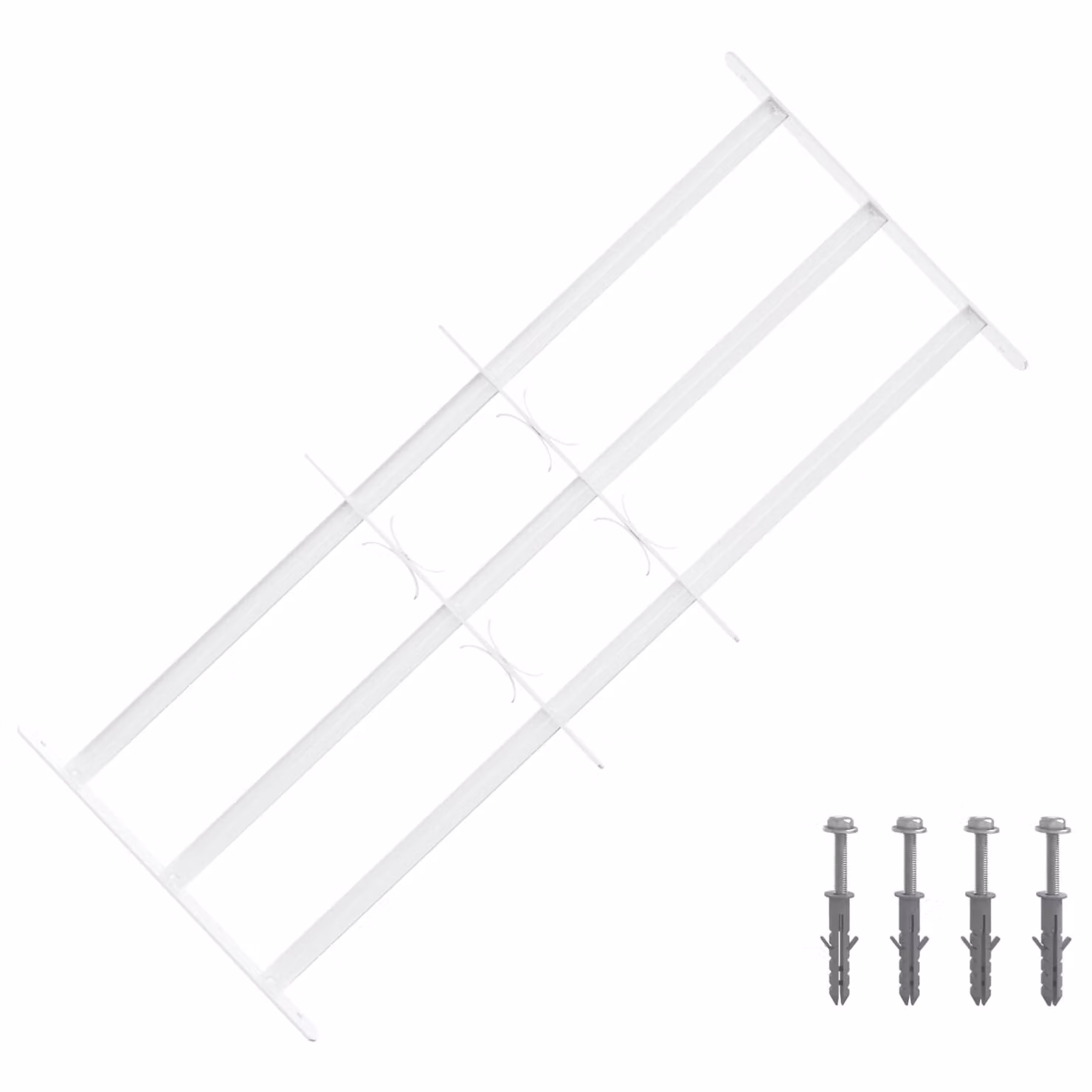 Griglia di sicurezza per finestra vidaXL in acciaio galvanizzato bianco con 3 traversine, regolabile da 63 a 114 cm
