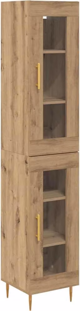 Credenza 2 pcs Rovere artigianale Vetro