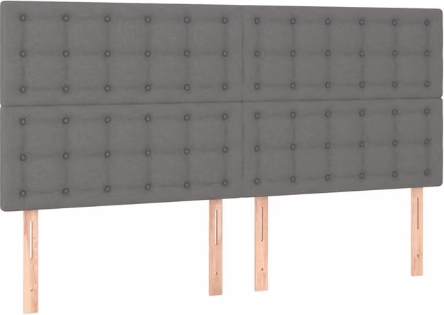 Testiera imbottita in tessuto grigio scuro con struttura in legno di larice L: 180 cm, P: 5 cm, H: 118-128 cm