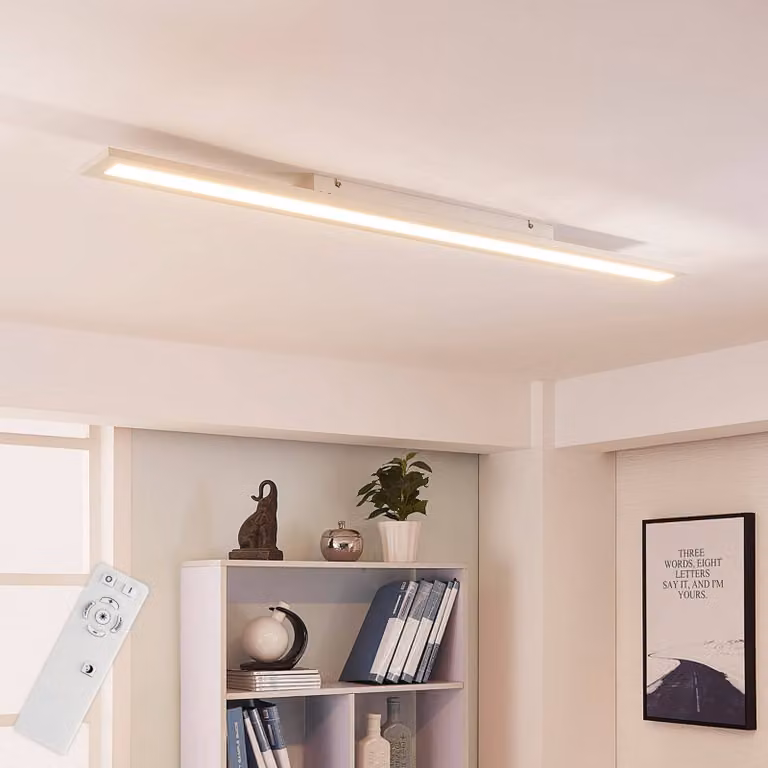 Pannello LED Arcchio, 120 cm, bianco, dimmerabile, alluminio Arya dimmerabile, Bianco / Opale, Studio / Ufficio, Plastica