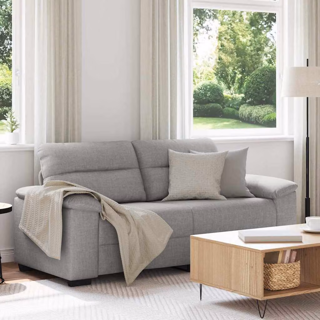 Divano a 2 posti vidaXL in tessuto grigio con cuscini, design moderno per soggiorno o ufficio, L: 180 cm, P: 81 cm, H: 84 cm