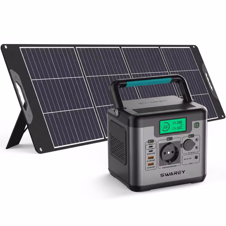 SWAREY 550 W (1100 W di picco) Stazione di ricarica portatile con pannello solare da 200 W, accumulatore solare da 555 Wh, generatore solare, caricabatterie, generatore di corrente, powerbank