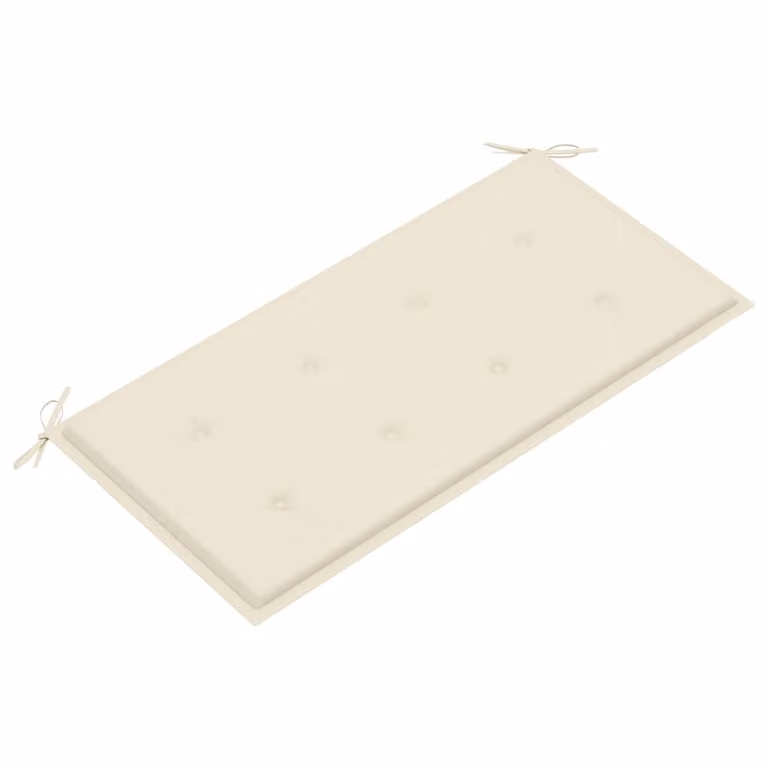 Panchina da giardino con cuscino bianco crema 112 cm in teak massiccio