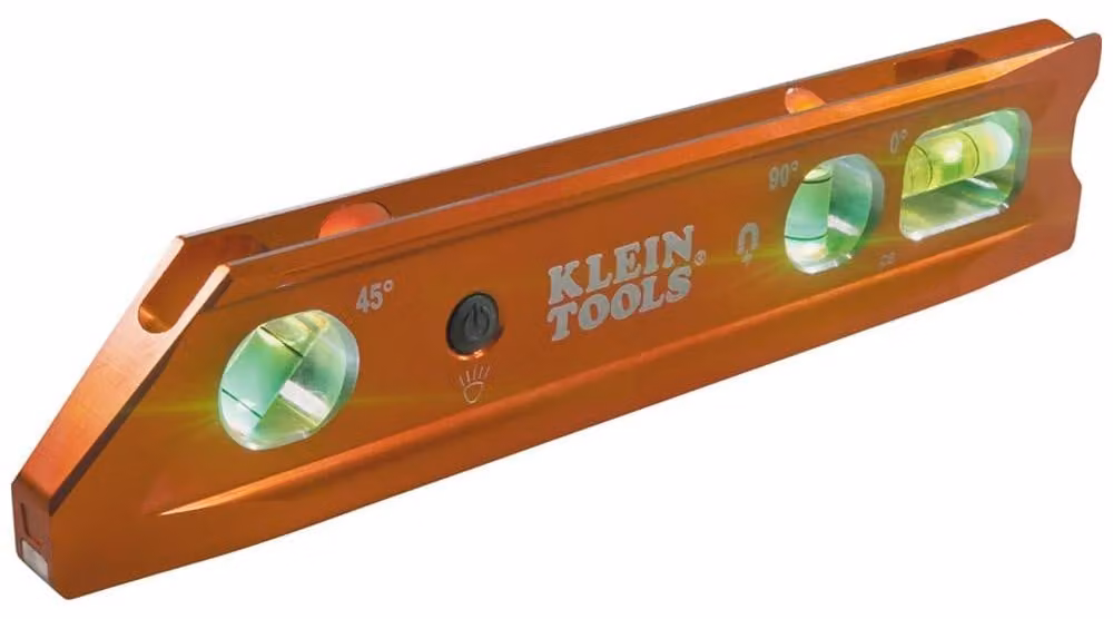 Klein Tools 935RBLT, livella a bolla a forma di torpedo con display a LED, colore arancione