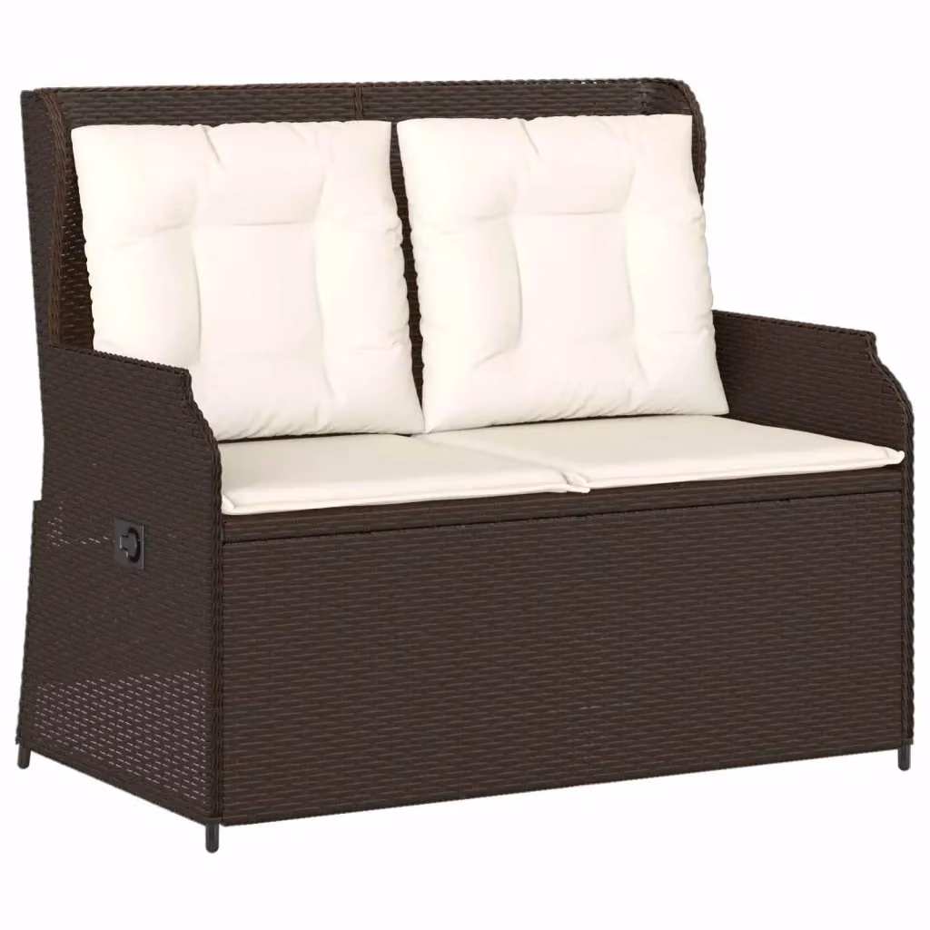 Panchina da giardino moderna vidaXL in rattan marrone con braccioli e struttura in metallo – 2