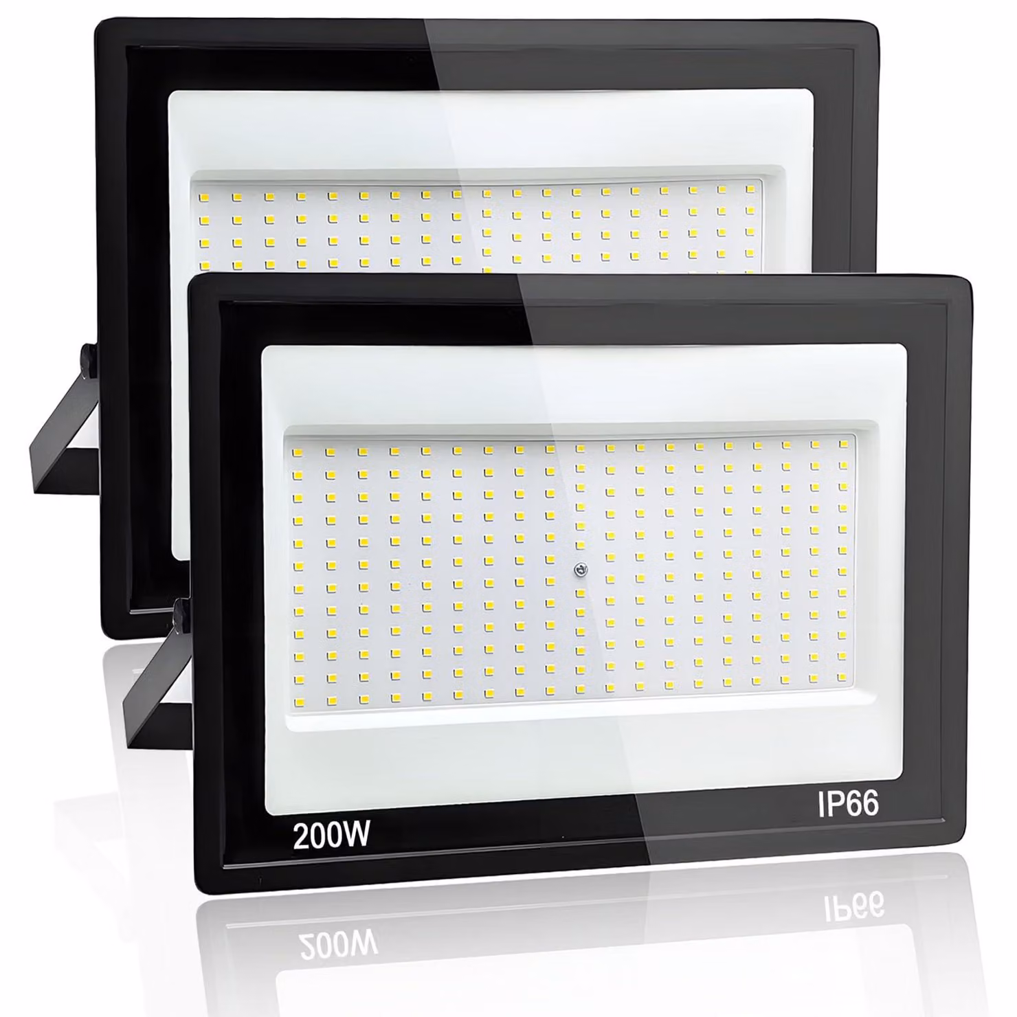 Set di 2 fari LED da 200W, grado di protezione IP66, 20000 lumen, 6500K, luce bianca fredda, alluminio/vetro
