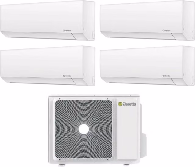 Climatizzatore Condizionatore Beretta Serie BREVA Quadri Split Inverter 4 Unità 36000 BTU Colore Bianco con Wi-Fi e App Control