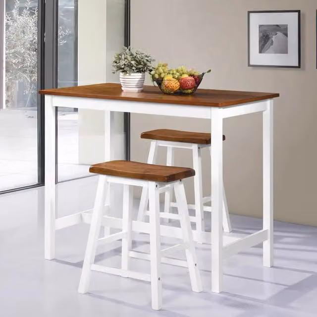 Set Tavolo da Bar e 3 Sgabelli vidaXL in Legno e MDF, Design Moderno, Bianco e Marrone