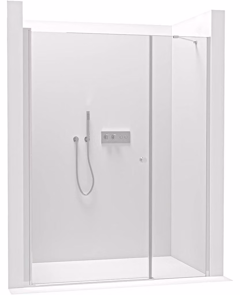 Porta doccia a battente Antelo con parte fissa, sinistra/destra - 6 mm - cromo, vetro trasparente - 120(80+40)x190 cm