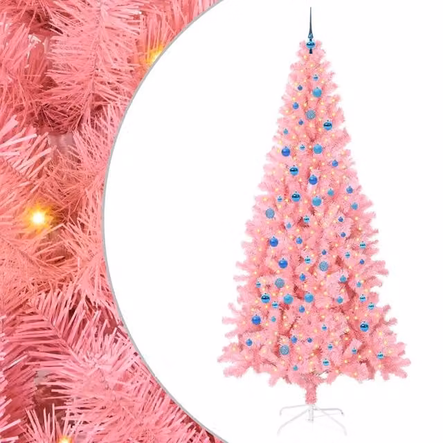 Albero di Natale con 300 LED con supporto-Luci decorative natalizie Rosa 240 cm PVC 103228