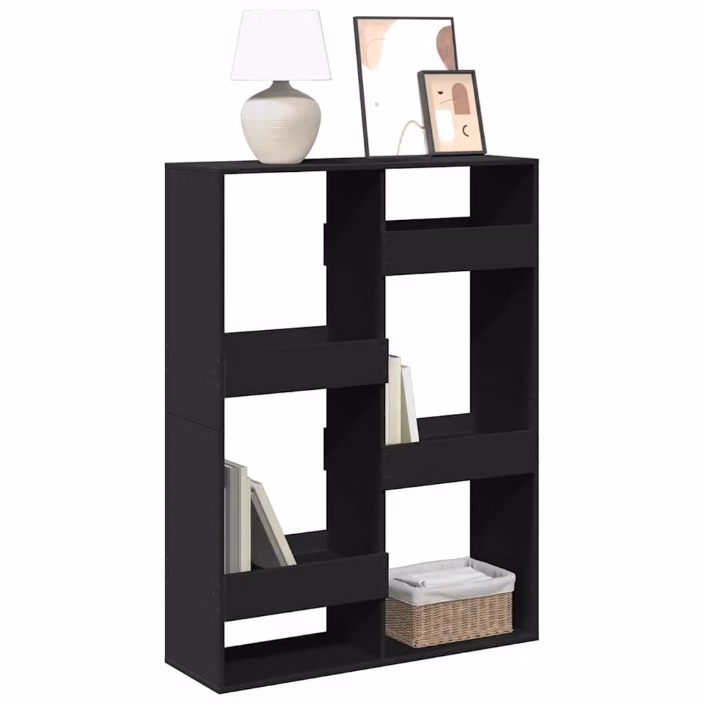 Libreria nera vidaXL in legno e MDF da parete per soggiorno L 100 cm, P 33 cm, H 135 cm