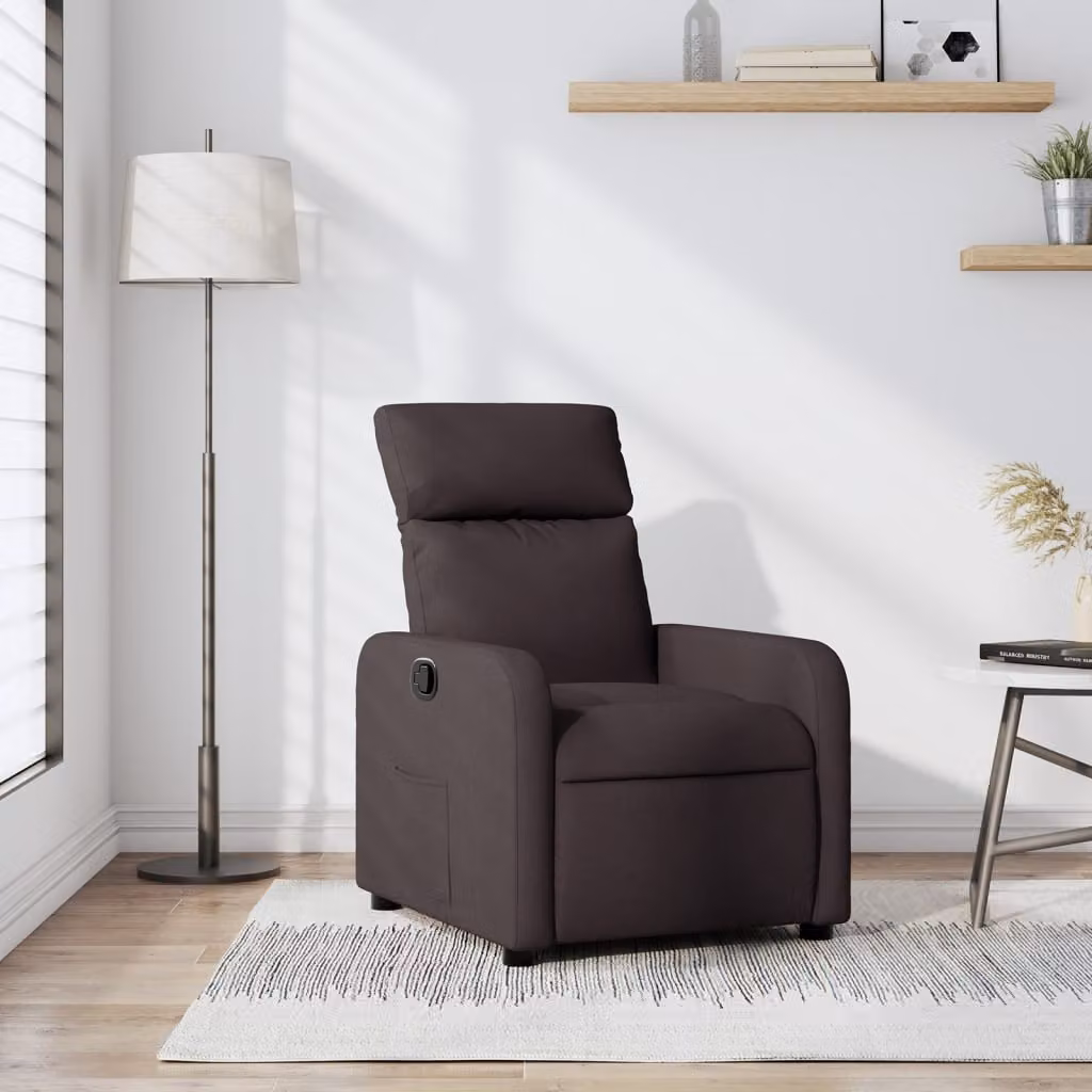vidaXL Poltrona Reclinabile Relax in Tessuto Marrone con Braccioli e Apertura Automatica