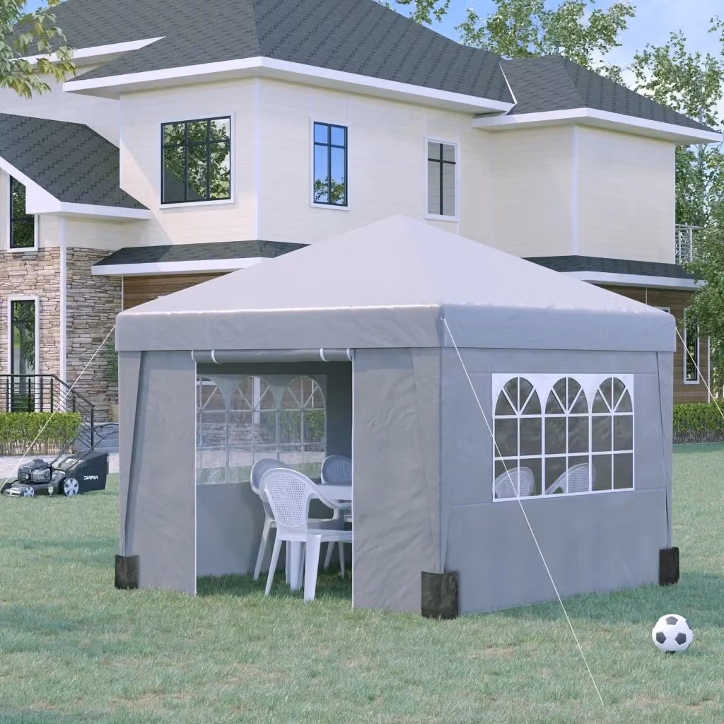 Gazebo da giardino pieghevole Giordanoshop grigio con struttura in metallo e plastica L: 298 cm, P: 298 cm, H: 288 cm – 2