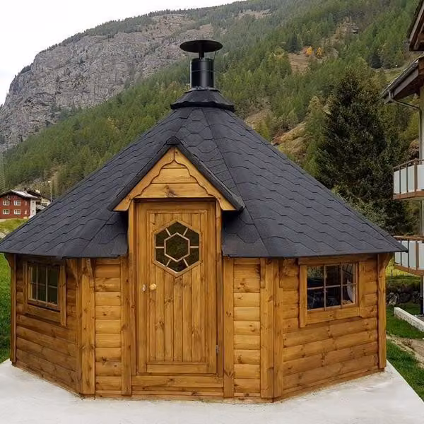 Feuerhütte Gartenhütte Grill kota Holzhaus Feuerstelle Grillhüttenhaus 14,9 m²