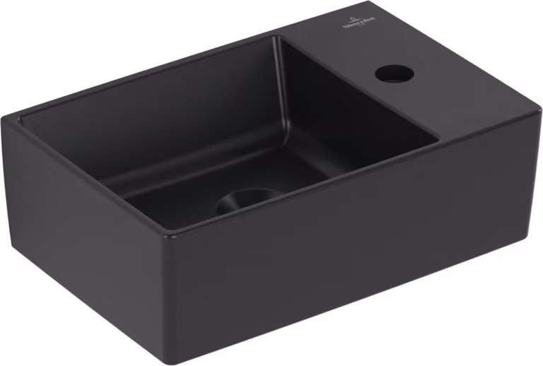 V&B Memento 2.0 lavamani 40x26cm, con rubinetto, senza troppopieno, P nero C-plus