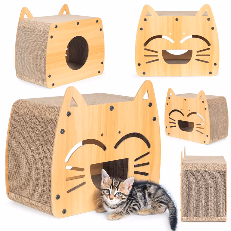 Cilindro tiragraffi, grotta per gatti, tiragraffi per gatti, letto per gatti, lettino per gatti, letto ecologico, tiragraffi, MDF, altezza: 40 cm