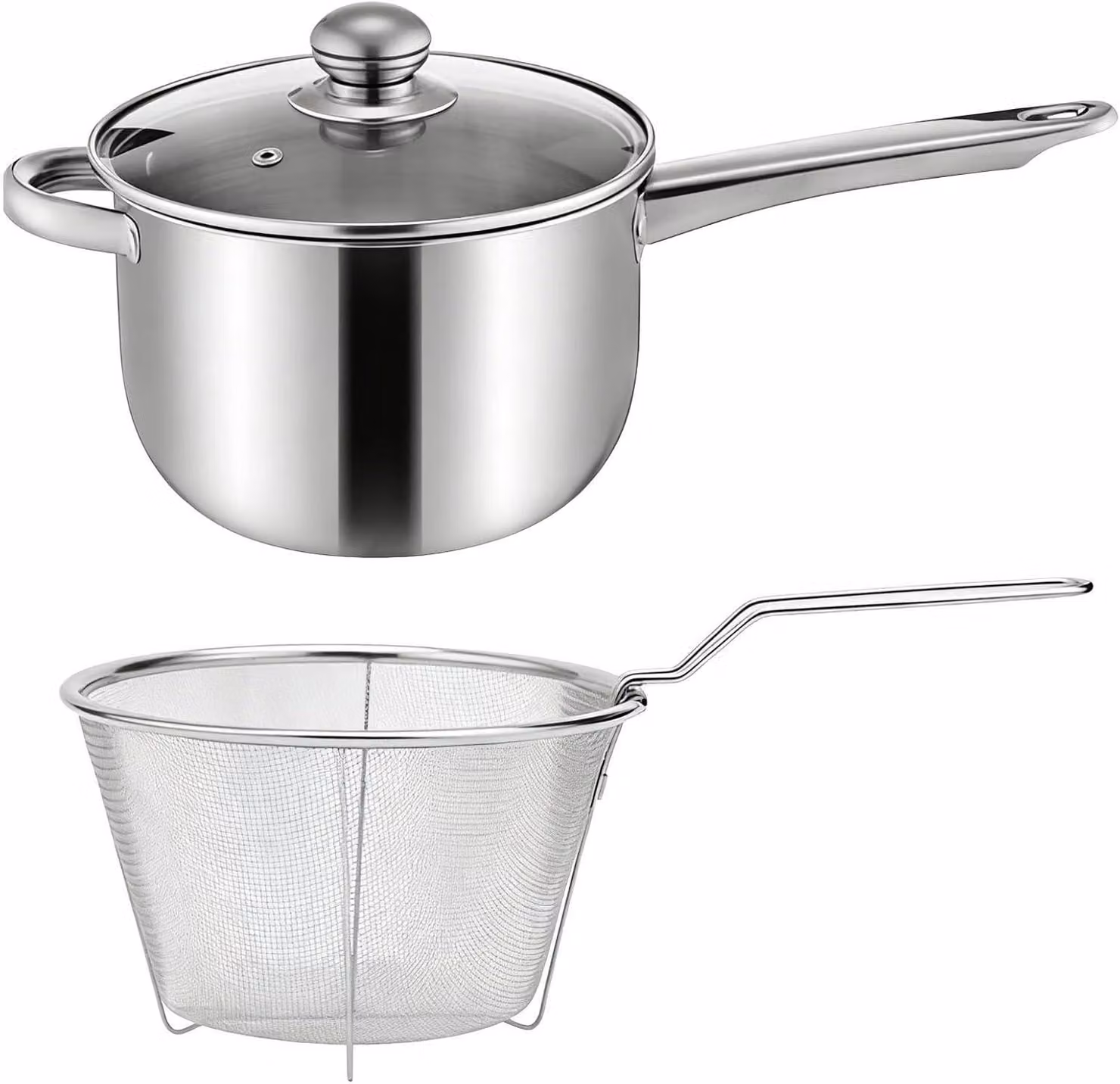 Pentola friggitrice in acciaio inossidabile con rivestimento antiaderente