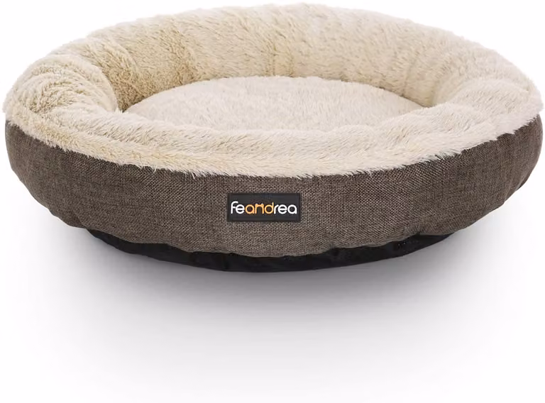 FEANDREA Cuccia per cani, cestino per cani, cuccia per gatti, ciambella, rotonda, Ø 55 cm, marrone PGW55C