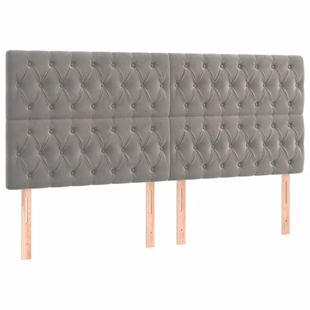 Testiera decorativa Design Mania in velluto grigio chiaro, L: 200 cm, P: 7 cm, H: 118-128 cm – 2