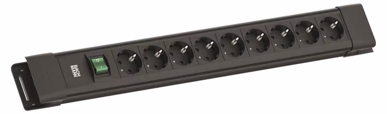 BACHMANN CONNECTUS 9xCEE7/3, 1xinterruttore 2,0m CEE7/7 Nero