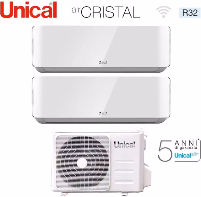 Condizionatore Dual Split Unical Air Cristal 10+10 (9+9) XMX2 18HE R-32 Bianco con Wi-Fi e App Control