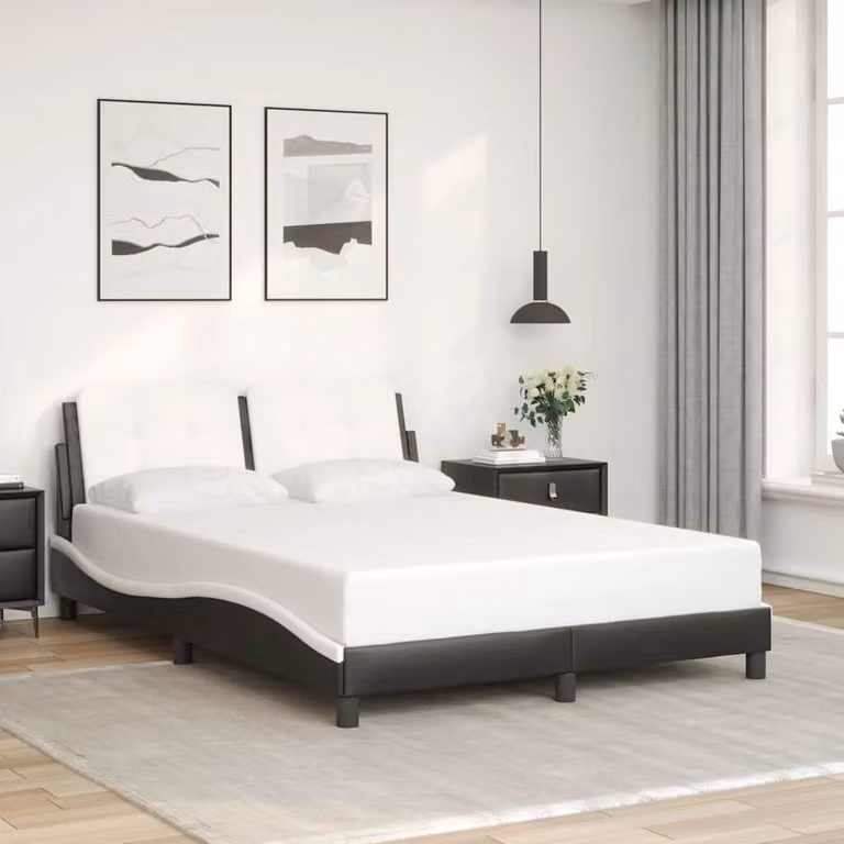vidaXL Giroletto Zadar senza Materasso in Similpelle Nero e Bianco L/P/H: 200 x 140 x 145 cm