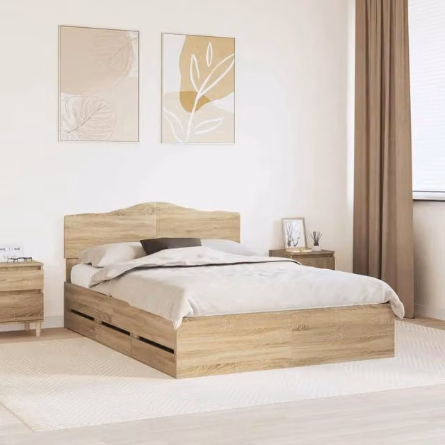 Struttura del letto con cassetto Rovere Sonoma 150 x 200 cm 3412993