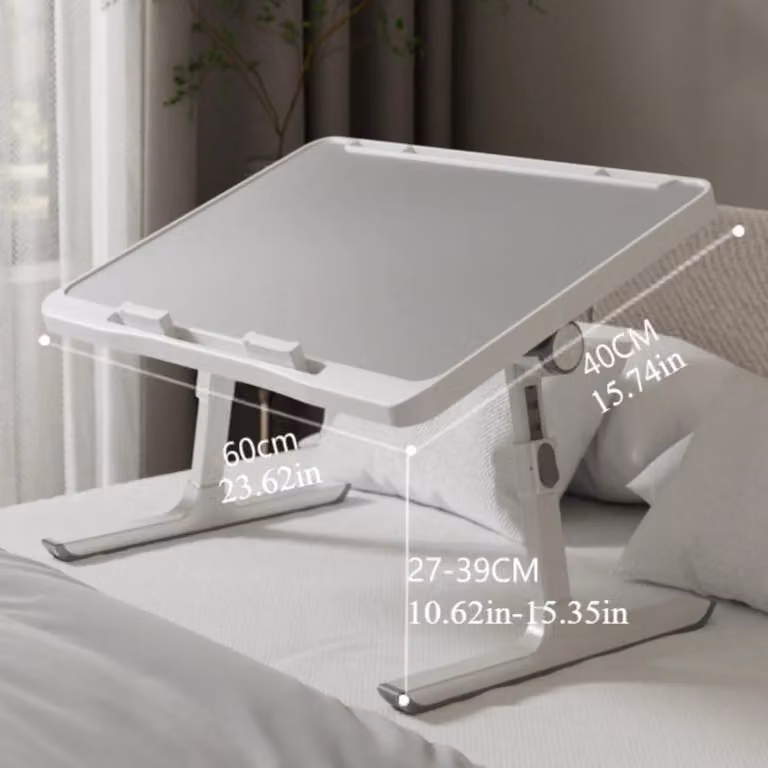 Tavolino pieghevole per laptop, regolabile in altezza e inclinazione, ideale per l'uso a letto, sul divano o su una poltrona