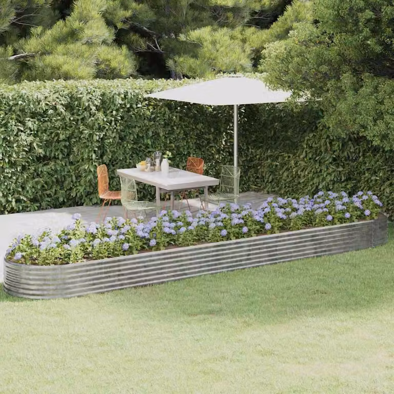 Letto da giardino rialzato vidaXL in acciaio zincato argento L: 507 cm, P: 100 cm, H: 36 cm