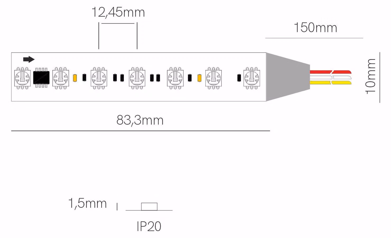 Striscia LED RGB 5 metri FINE SPI2 24V 14W/m 84 LED/m IP20 con Tecnologia SPI per controllo pixel individuale - Beneito & Faure