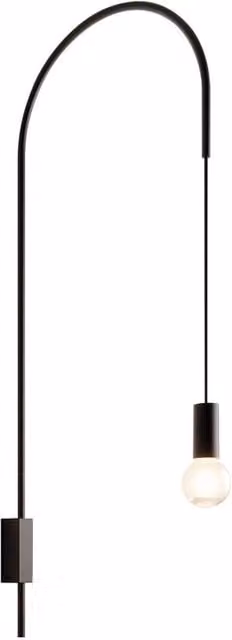 Zafferano - Lampada da Parete Filo, Orientabile 200°, Metallo Verniciato Lampadina E27 max 60W inclusa, H110cm - Nera