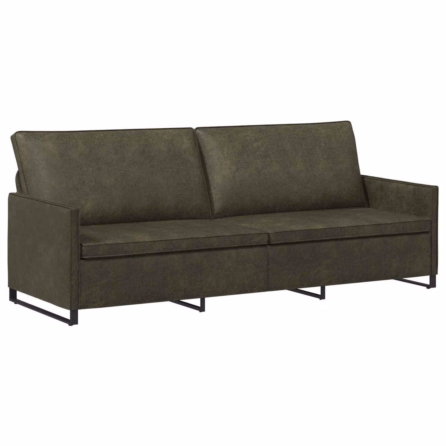 Divano a 3 posti vidaXL in tessuto e similpelle verde con poggiatesta regolabile e struttura in metallo, L: 220 cm, P: 81 cm, H: 82 cm