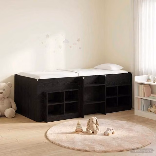 Struttura Letto Loft con Mobile 3 pz Nero Legno ingegnerizzato 3423415