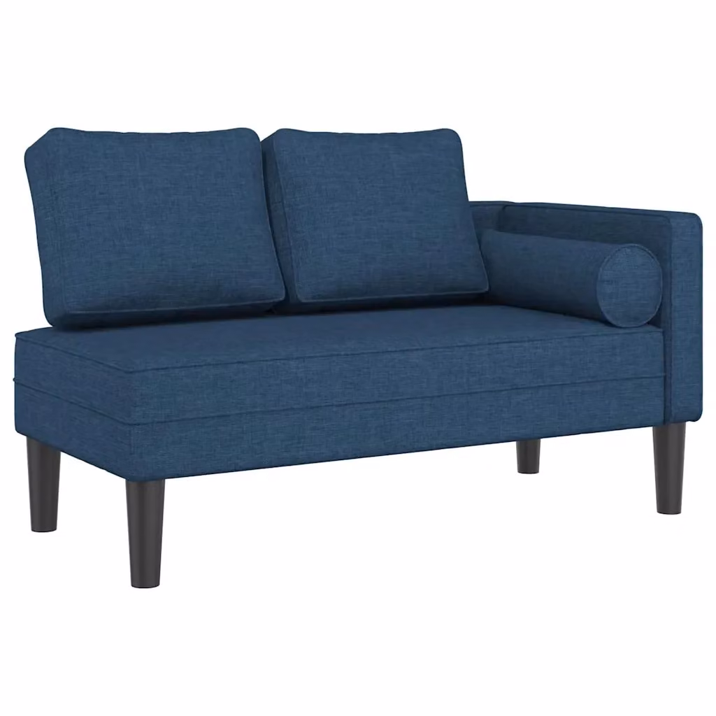 Chaise Longue vidaXL in Legno Trattato con Cuscini Blu in Tessuto Resistente ai Raggi UV – 2