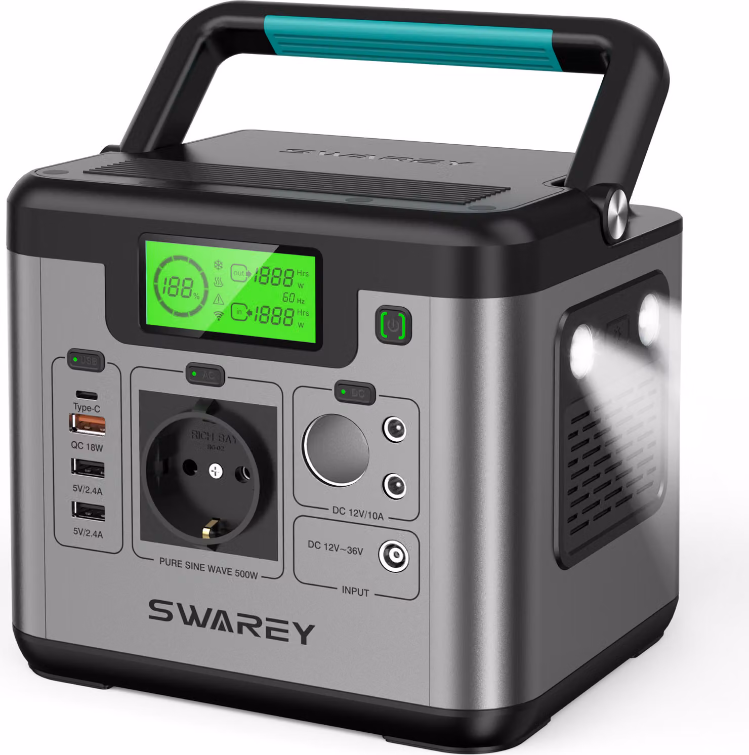 SWAREY S500 Power Station, generatore solare 500W (1000W di picco) stazione di alimentazione portatile, 518Wh batteria di backup Power Bank per caricabatterie di backup a casa