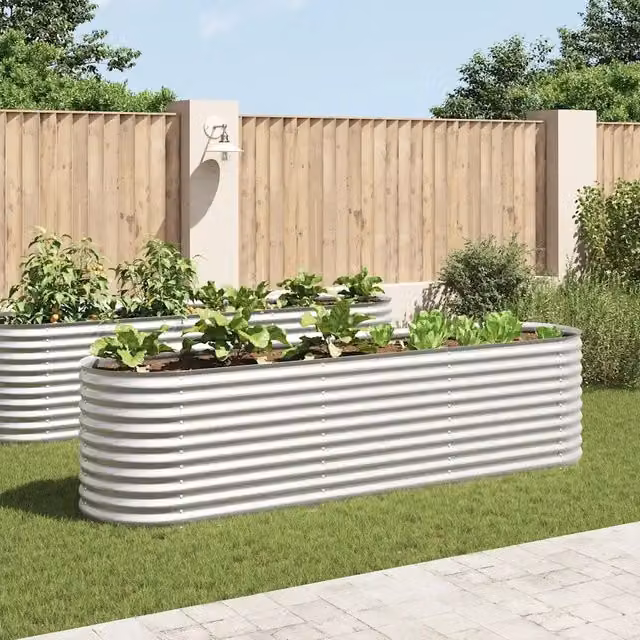 Letto rialzato da giardino vidaXL in acciaio zincato argento L: 320 cm, P: 80 cm, H: 81 cm – 1