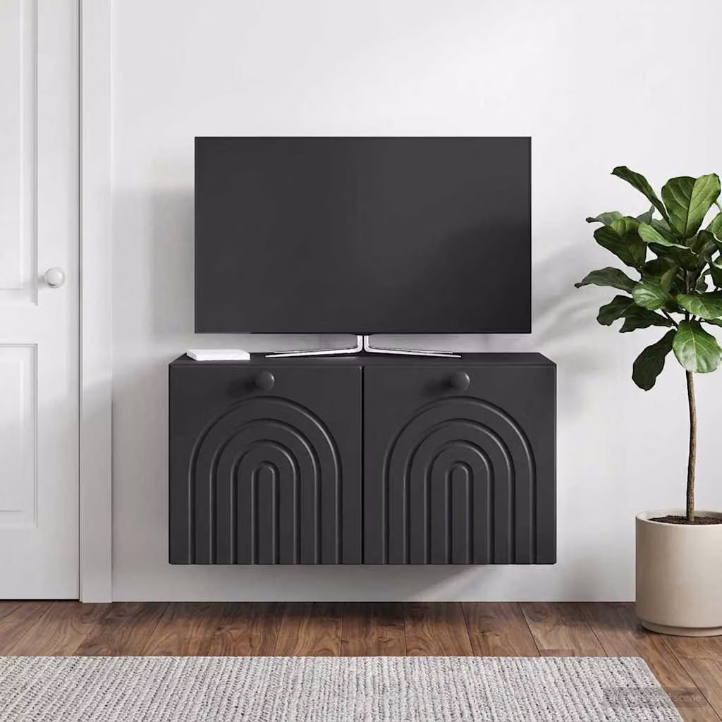 vidaXL Mobile Porta TV da Muro Moderno Nero L: 59,5 cm, P: 31 cm, H: 30 cm