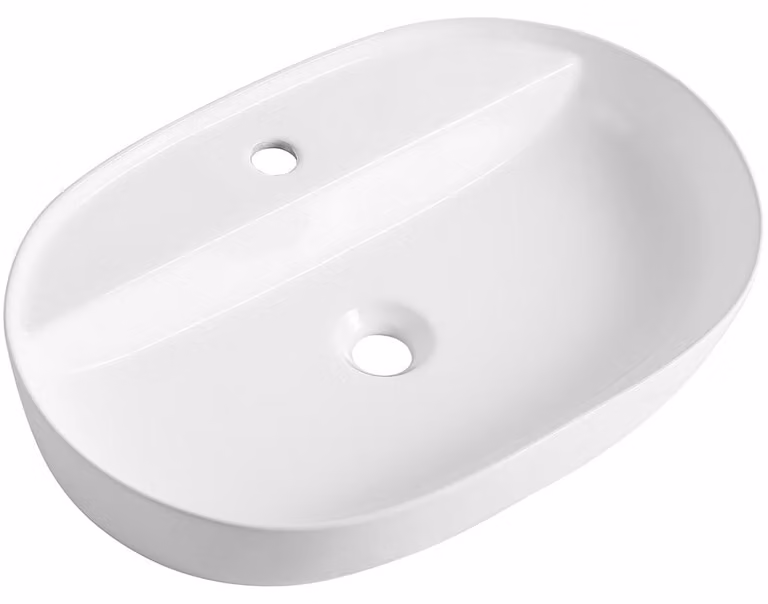 CERANO - Lavabo in Vetroceramica Ramona - da appoggio - bianco lucido - 61,5x41,5 cm