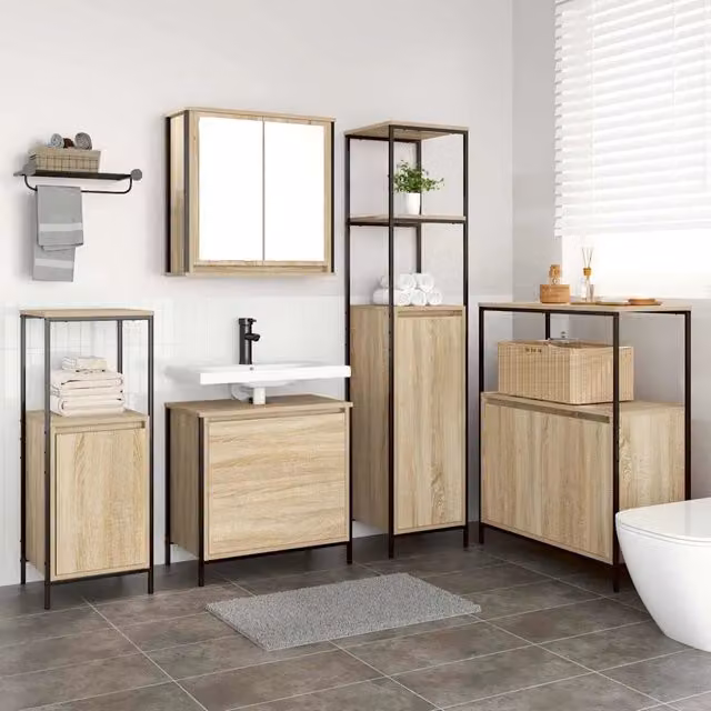 Set di mobili per il bagno 5 pz Beige 36 x 35 x 165 cm 3328370