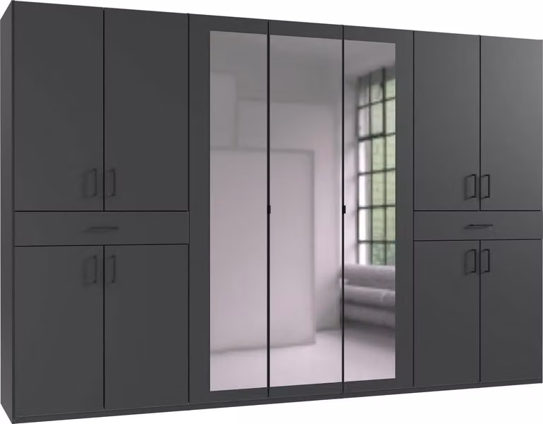 Armadio Tibet Armadio ad ante battenti Design selezionabile con specchio grafite