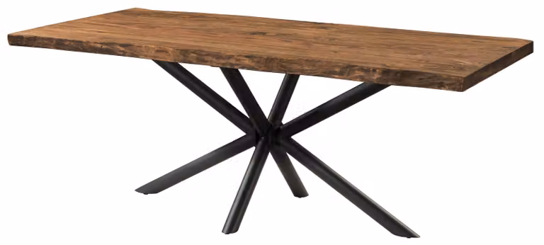 MASSIVMOEBEL24 | Tavolo da pranzo in legno di sheesham 260x100x76 verniciato naturale / gambe incrociate antracite matt FREEFORM 5