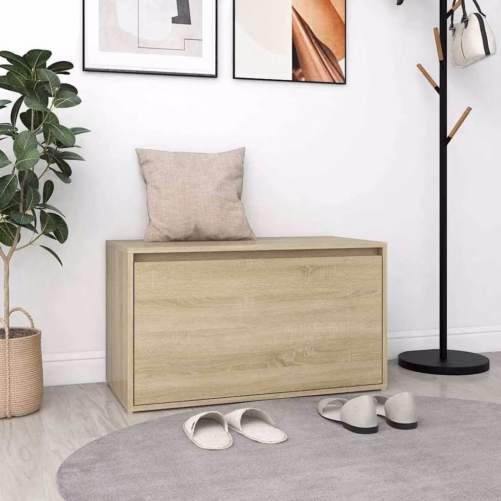 Panca da ingresso moderna vidaXL in legno Rovere Sonoma, L 80 cm x P 40 cm x H 45 cm
