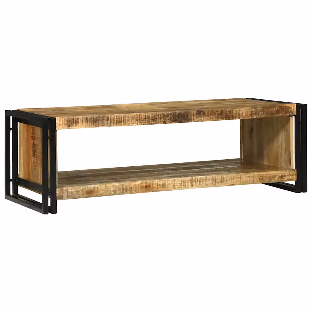 vidaXL Tavolino da salotto rettangolare in legno di mango massello e metallo, marrone, L 120 x P 50 x H 38 cm