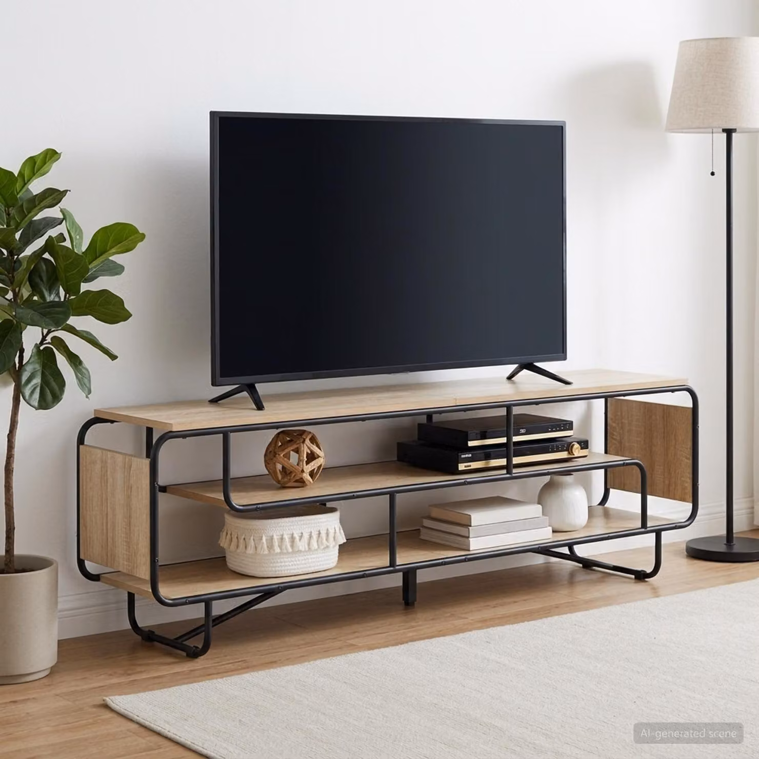 vidaXL Supporto TV in stile industriale marrone con legno ingegnerizzato e metallo L: 180 cm, P: 36 cm, H: 45 cm