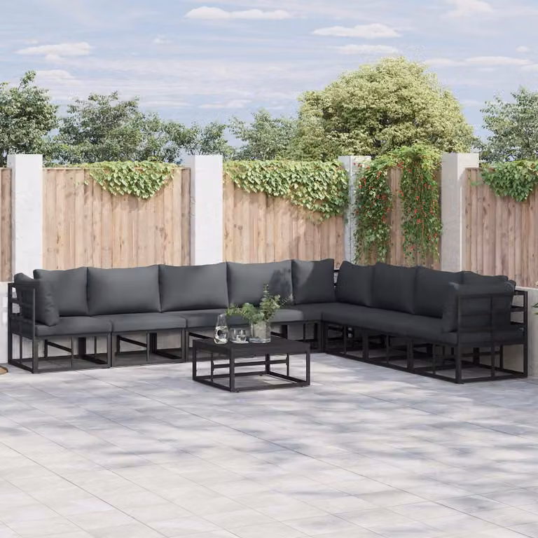 Maison Exclusive - Set da giardino composto da 8 pezzi, divano, colore nero, struttura in alluminio