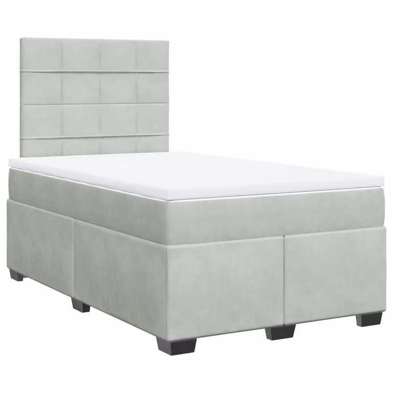 Giroletto a Molle con Materasso Grigio Chiaro 120x190cm Velluto