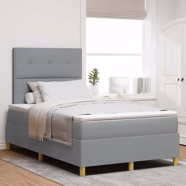 Letto a molle con testiera vidaXL in tessuto grigio L: 120 cm, P: 200 cm – 1