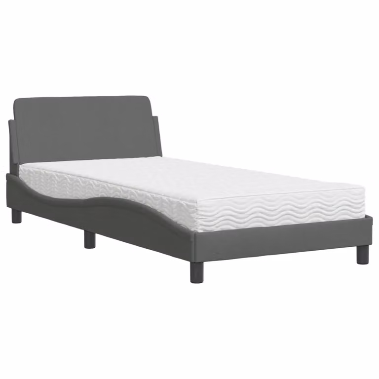 Letto con Materasso Dover Grigio Scuro 100x200 cm in Tessuto