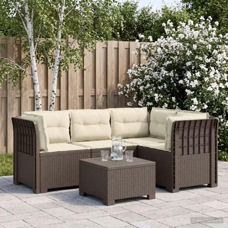 vidaXL Divano da Giardino a L con Cuscini, Design Moderno in Rattan Sintetico Resistente alle Intemperie per 4 Persone